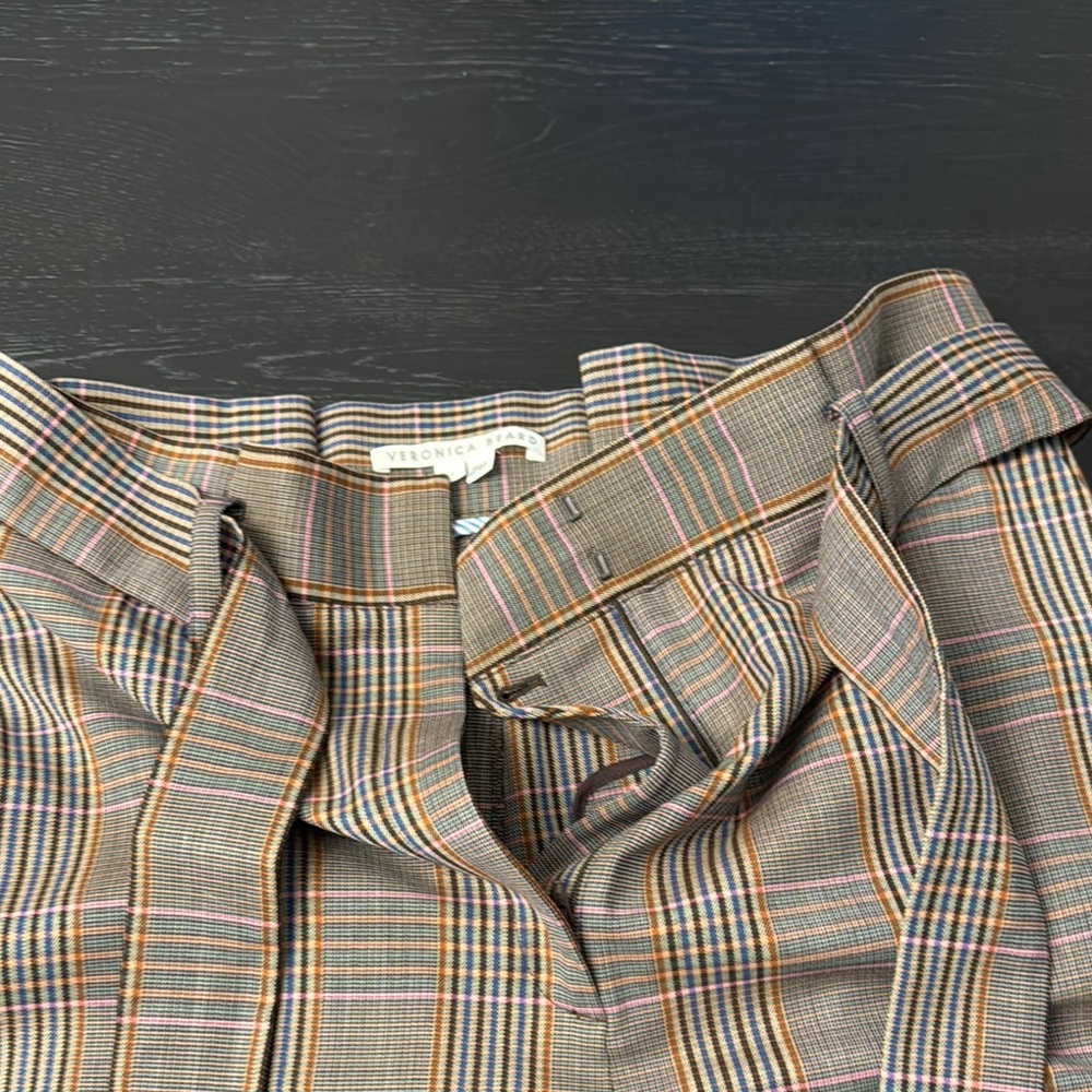 Veronica Beard Womens Plaid Pants - Brown and Gray